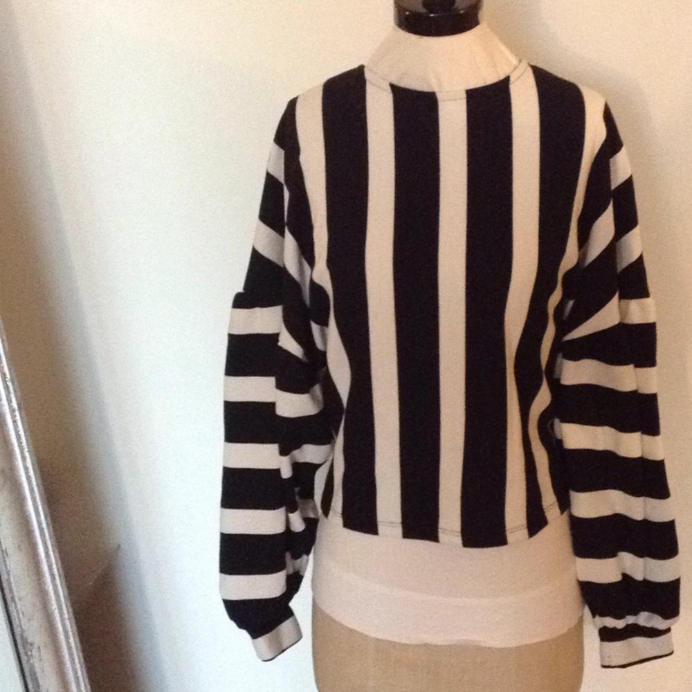Bershka black and white striped blouse. Size small